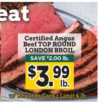 Dearborn Market Certified angus beef top round london broil offer