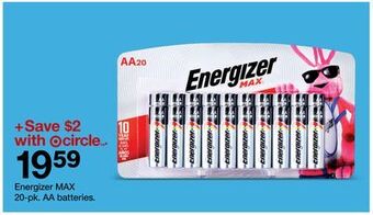 Target Energizer max 20-pk. aa batteries offer
