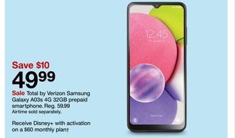 Target Total by verizon samsung galaxy a03s 4g 32gb prepaid smartphone offer