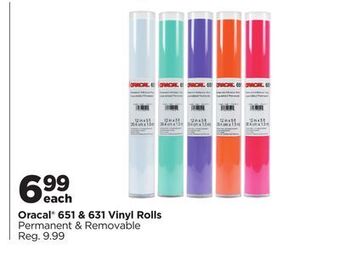 Michaels Oracal® 651 & 631 vinyl rolls offer