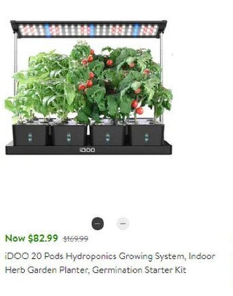 Walmart iDOO 20 Pods Hydroponics Growing System, Indoor Herb Garden Planter, Germination Starter Kit offer