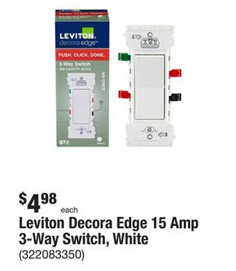 The Home Depot Leviton decora edge 15 amp 3-way switch, white offer
