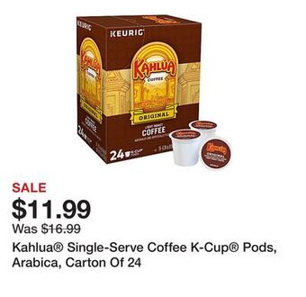 Office Depot Kahlua® single-serve coffee k-cup® pods, arabica, carton of 24 offer