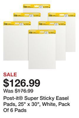 Office Depot Post-it® super sticky easel pads, 25 x 30, white, pack of 6 pads offer
