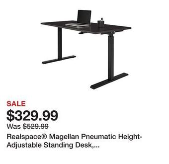 Office Depot Realspace® magellan pneumatic height-adjustable standing desk, 60w, espresso offer