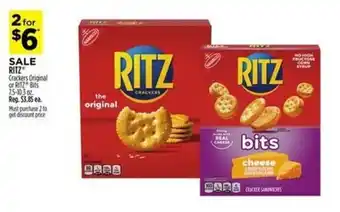 Dollar General Ritz Crackers Original or Ritz Bits 7.5-10.3 oz offer