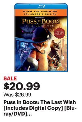 Best Buy Puss in boots: the last wish [includes digital copy] [blu-ray/dvd] [2022] offer
