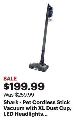 Best Buy Shark - pet cordless stick vacuum with xl dust cup, led headlights - blue iris offer