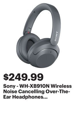 Best Buy Sony - wh-xb910n wireless noise cancelling over-the-ear headphones - gray offer