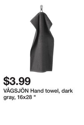 Ikea Vågsjön hand towel, dark gray, 16x28 offer