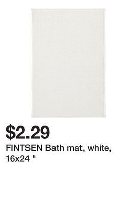 Ikea Fintsen bath mat, white, 16x24 offer