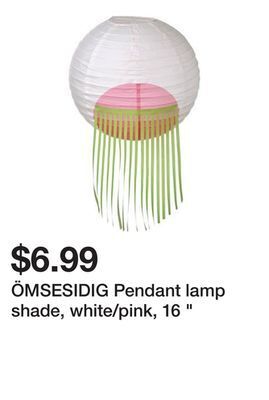 Ikea Ömsesidig pendant lamp shade, white/pink, 16 offer
