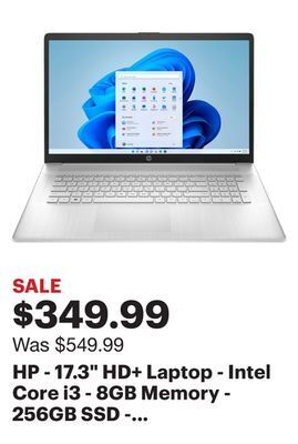Best Buy Hp - 17.3 hd+ laptop - intel core i3 - 8gb memory - 256gb ssd - natural silver offer