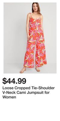 Old Navy Loose cropped tie-shoulder v-neck cami jumpsuit for women offer