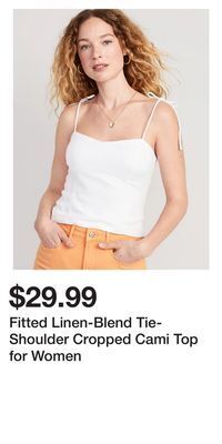 Old Navy Fitted linen-blend tie-shoulder cropped cami top for women offer