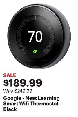 Best Buy Google - nest learning smart wifi thermostat - black offer