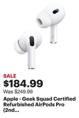 Best Buy Apple - geek squad certified refurbished airpods pro (2nd generation) - white offer