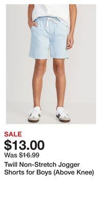 Old Navy Twill non-stretch jogger shorts for boys (above knee) offer
