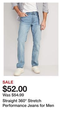 Old Navy Straight 360° stretch performance jeans for men offer