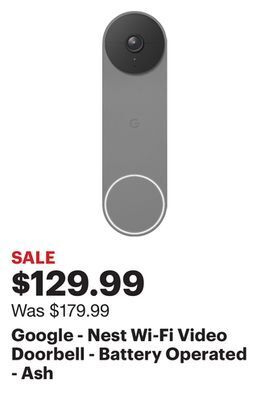 Best Buy Google - nest wi-fi video doorbell - battery operated - ash offer