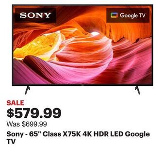 Best Buy Sony - 65 class x75k 4k hdr led google tv offer