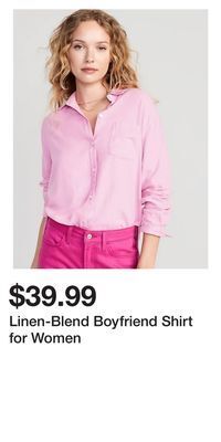Old Navy Linen-blend boyfriend shirt for women offer