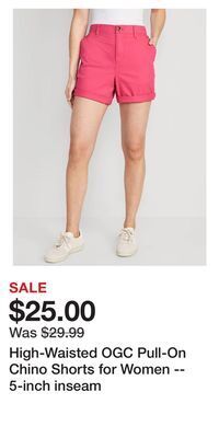 Old Navy High-waisted ogc pull-on chino shorts for women -- 5-inch inseam offer