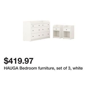 Ikea Hauga bedroom furniture, set of 3, white offer