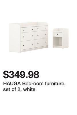 Ikea Hauga bedroom furniture, set of 2, white offer