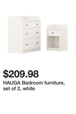 Ikea Hauga bedroom furniture, set of 2, white offer