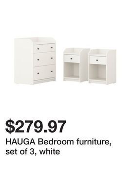 Ikea Hauga bedroom furniture, set of 3, white offer