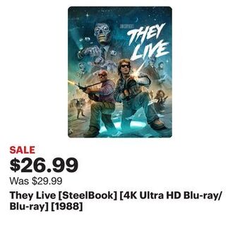 Best Buy They live [steelbook] [4k ultra hd blu-ray/blu-ray] [1988] offer