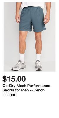 Old Navy Go-dry mesh performance shorts for men -- 7-inch inseam offer
