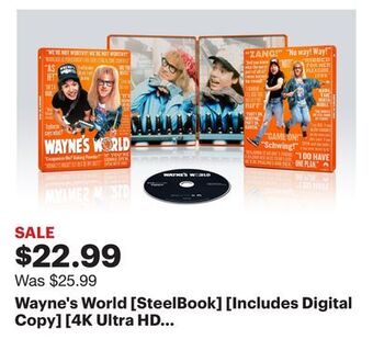 Best Buy Wayne's world [steelbook] [includes digital copy] [4k ultra hd blu-ray] [1992] offer