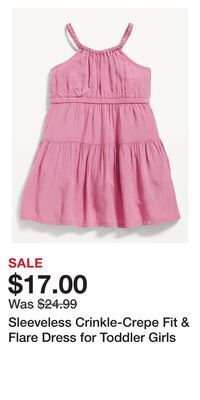 Old Navy Sleeveless crinkle-crepe fit & flare dress for toddler girls offer