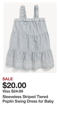 Old Navy Sleeveless striped tiered poplin swing dress for baby offer