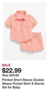 Old Navy Printed short-sleeve double-weave pocket shirt & shorts set for baby offer