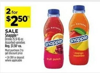 Dollar General Snapple Drinks 15.9-16 oz offer