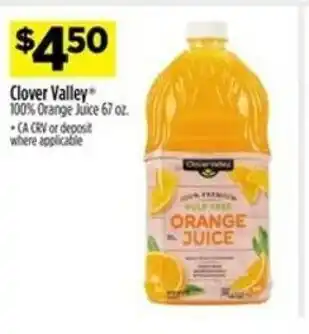 Dollar General Clover Valley 100% Orange Juice 67 oz offer