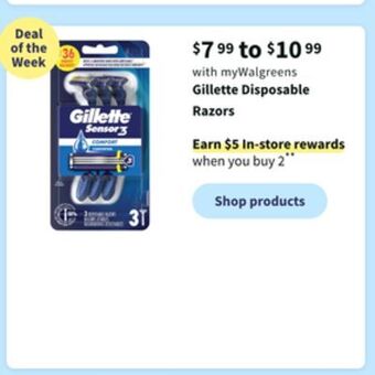 Walgreens Gillette disposable razors offer