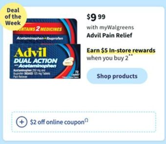 Walgreens Advil pain relief offer