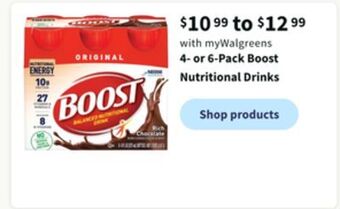 Walgreens 4-or 6-pack boost nutritional drinks offer