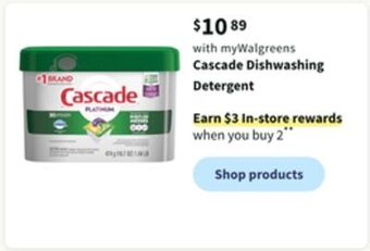 Walgreens Cascade dishwashing detergent offer