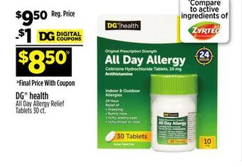 Dollar General Dg® health all day allergy relief tablets offer