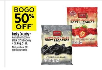 Dollar General Lucky country® australian licorice black or strawberry offer
