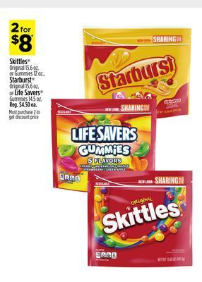 Dollar General Skittles®, starburst® or life savers® offer