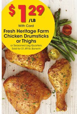 Kroger Fresh heritage farm chicken drumsticks or thighs offer