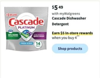 Walgreens Cascade dishwasher detergent offer