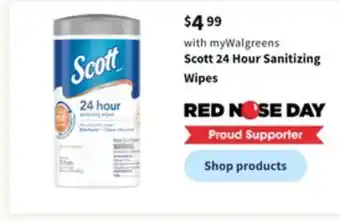 Walgreens Scott 24 hour sanitizing wipes offer