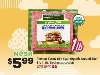 Grocery Outlet Thomas farms 85% lean organic ground beef, 1 lb offer